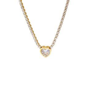 Heart Rhinestone Pendant Choker Necklace